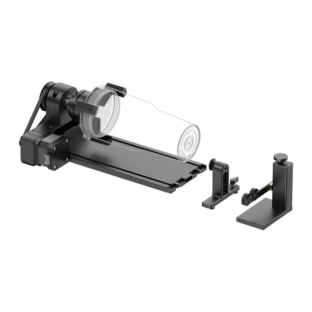 xTool RA2 Pro 4-in-1 Rotationsaufsatz mit einem Glas im Futtermodus
