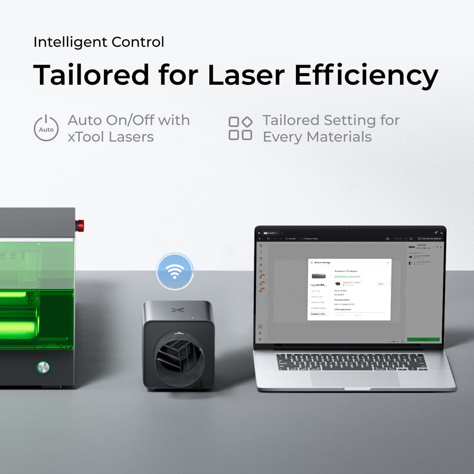 Der IF2 2.0 startet und stoppt automatisch mit dem verbundenen xTool-Laser