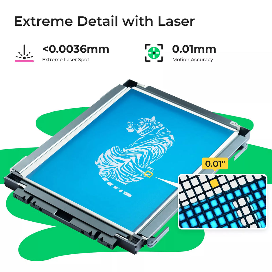 Lasergraviertes Sieb mit 0,01 mm Bewegungsgenauigkeit für feine Details