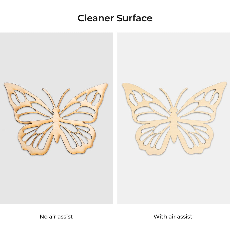 Cut comparison without and with air assist