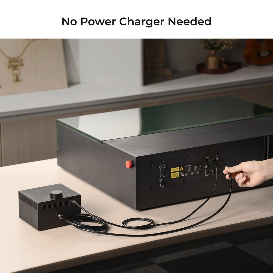 Air assist powered directly from the xTool S1, no charger needed
