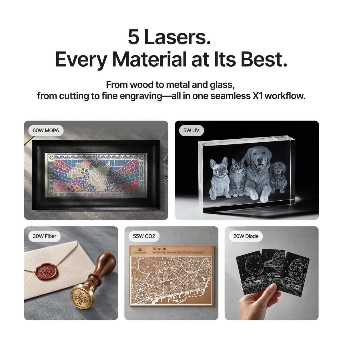 xTool X1 laser engraving and cutting wood, acrylic, glass, metal and leather