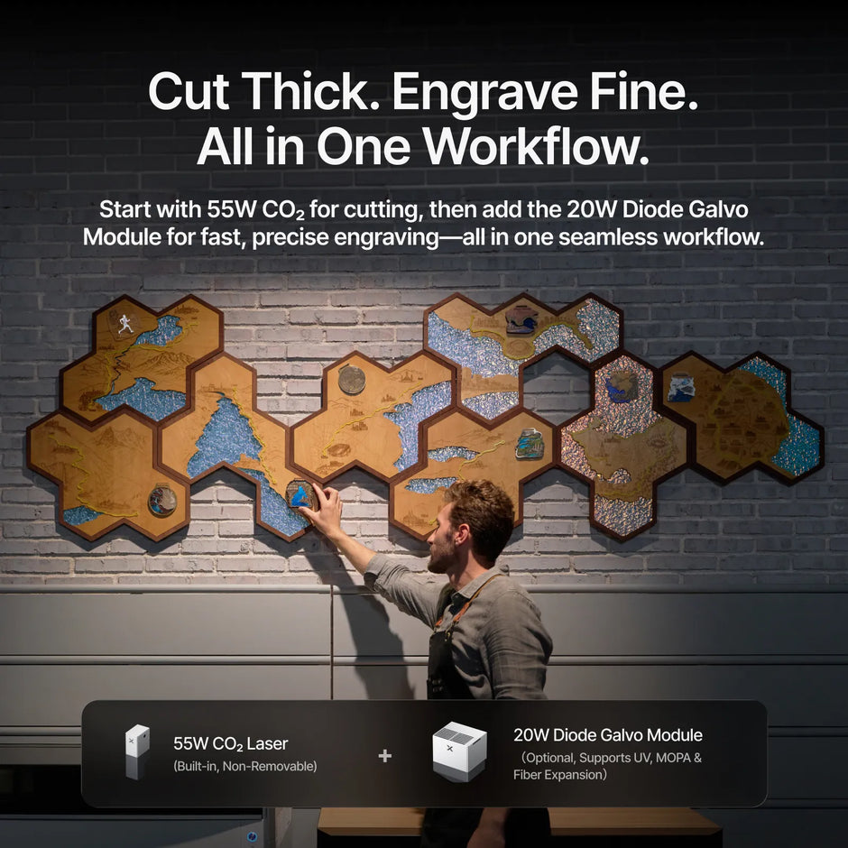 xTool X1 combining thick cutting and fine engraving in one machine