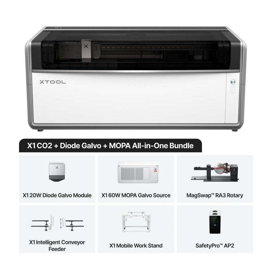 xTool X1 CO2 + Diode Galvo MOPA 60W All-in-one Bundle configuration
