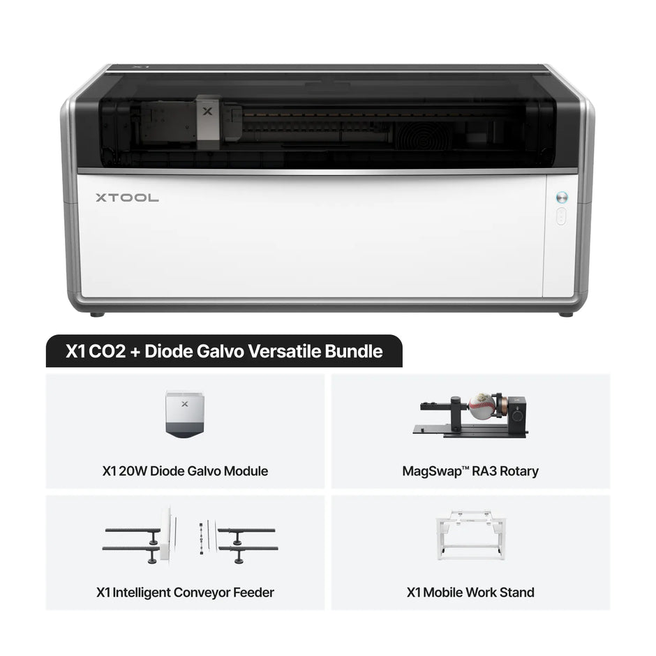 xTool X1 CO2 + Diode Galvo Versatile Bundle configuration