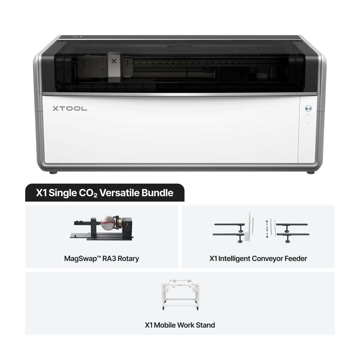 xTool X1 Single CO2 Versatile Bundle configuration