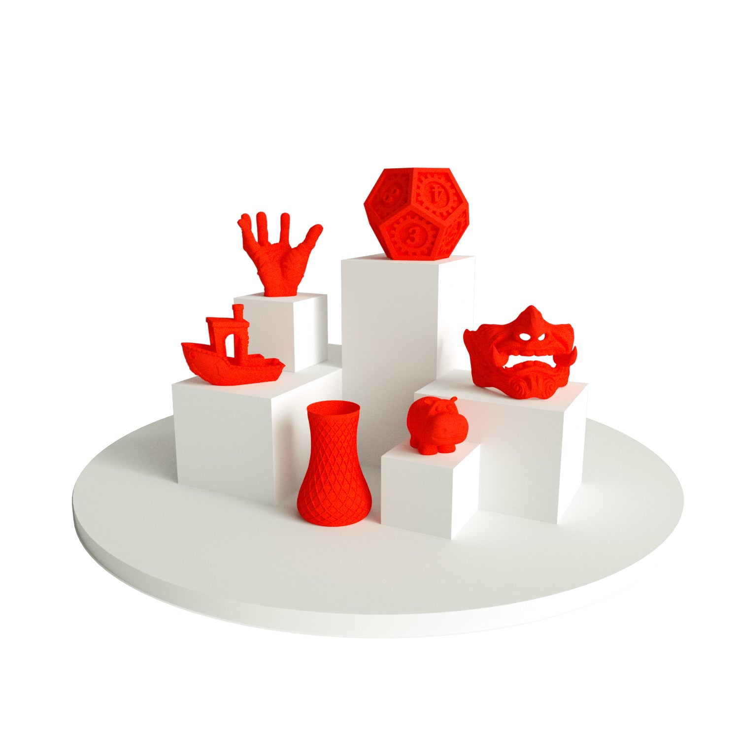 Gallery of 3D printed models with red PLA Matte 